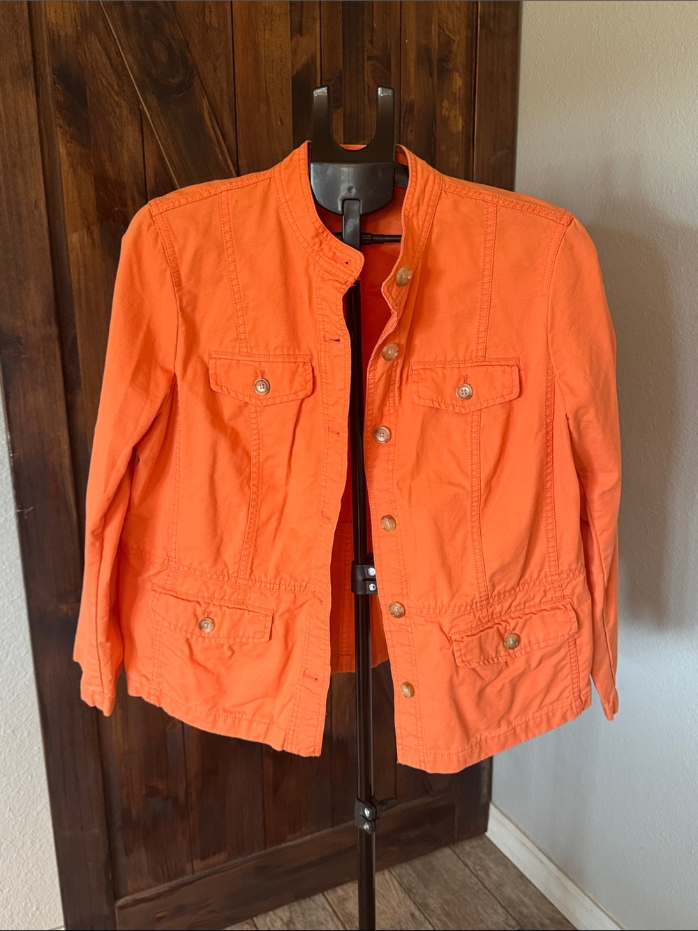 Talbots Bright Orange Cotton Utility Jacket